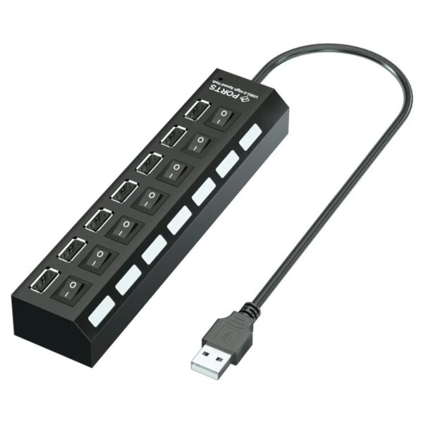USB de 7 puertos, adaptador de corriente divisor multi USB.